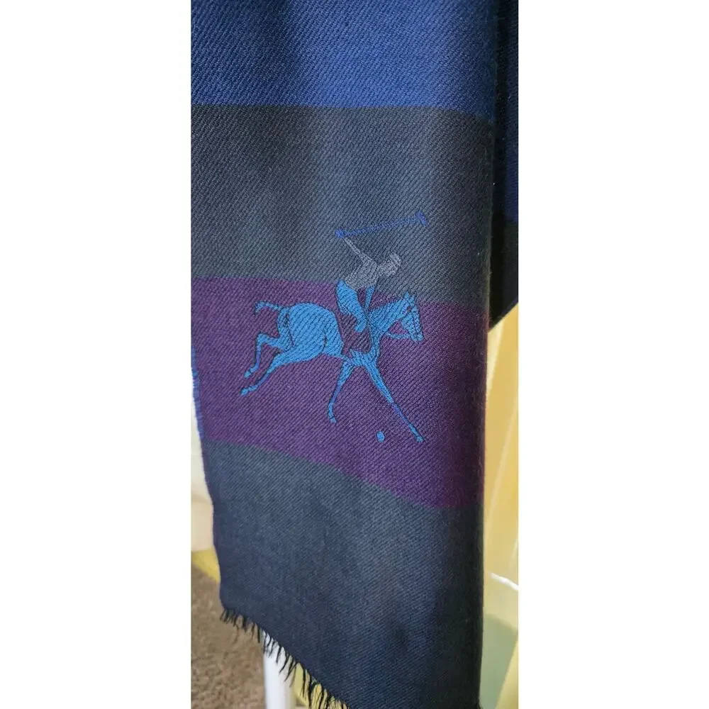 Plaid New Wool Horse Fringe Scarf Made in Germany 66